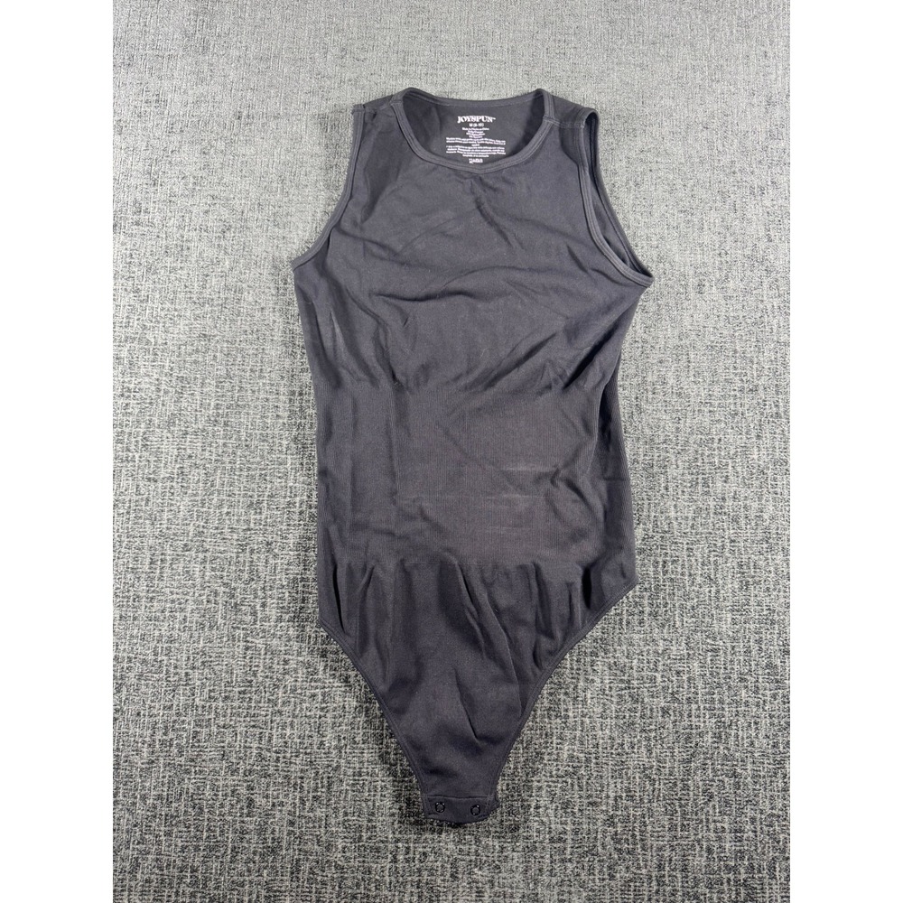Joyspun Womens Seamless Bodysuit Charcoal Gray Ribbed Crew Neck Medium